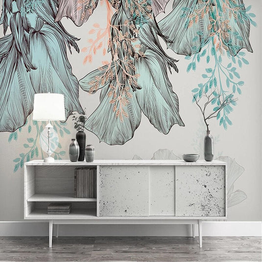 3D Leaves Design Theme: Tropical Wallpaper Murals-GraffitiWallArt