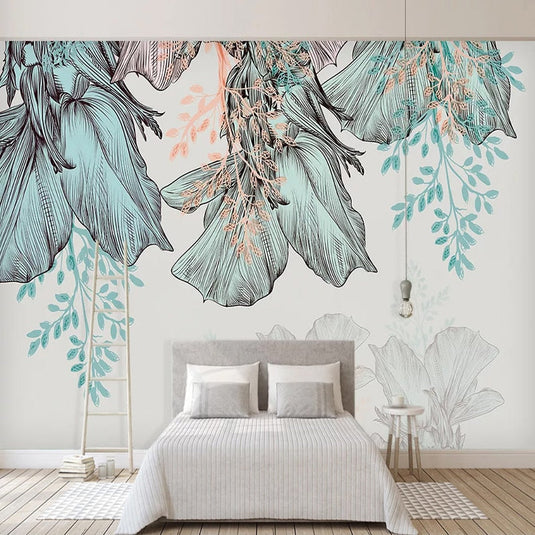 3D Leaves Design Theme: Tropical Wallpaper Murals-GraffitiWallArt