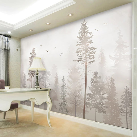 3D Nostalgic Forest Bird Wallpaper for Home Wall Decor-GraffitiWallArt