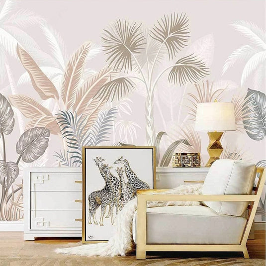 3D Plants Design - Tropical Wallpaper Murals-GraffitiWallArt