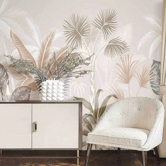 3D Plants Design - Tropical Wallpaper Murals-GraffitiWallArt