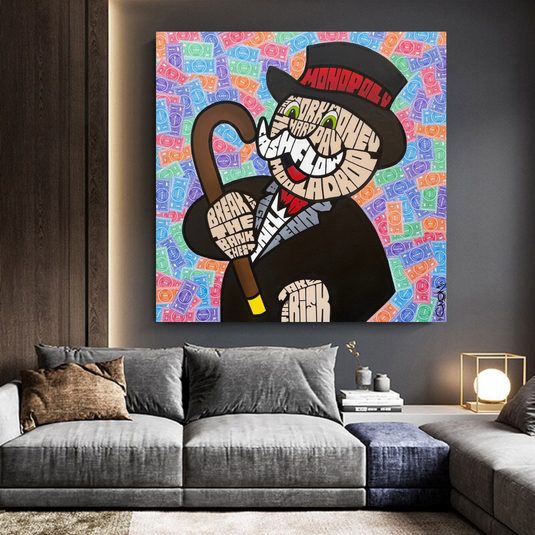 Alec Monopoly Graffiti Money Man Canvas Wall Art-GraffitiWallArt