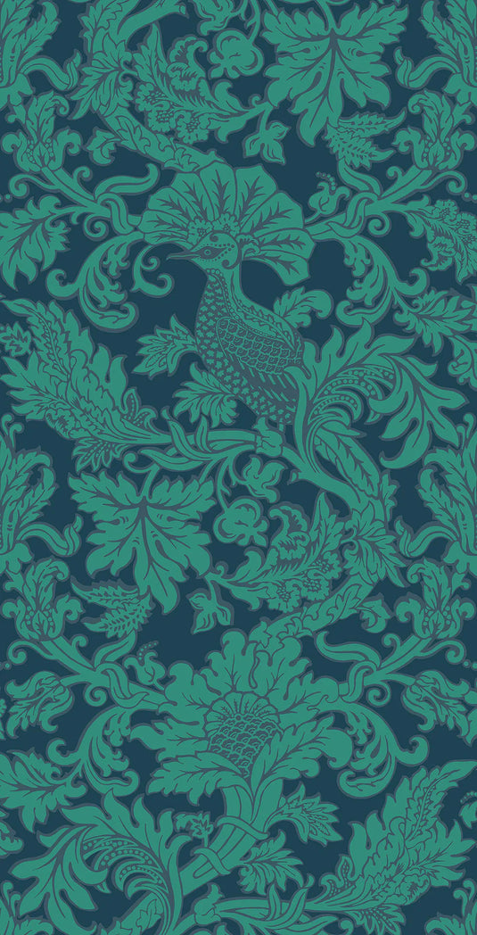 Peacock Green Pattern Wallpaper