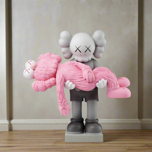 KAWS Gone Pink Statue Sculpture-GraffitiWallArt