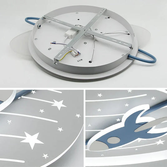 Rocket in Space Ceiling Light for Kids Room - GraffitiWallArt