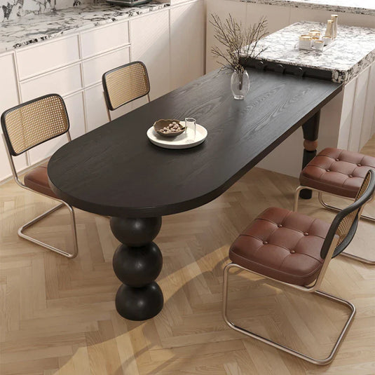 Semicircle Wooden Island Dining Table - GraffitiWallArt