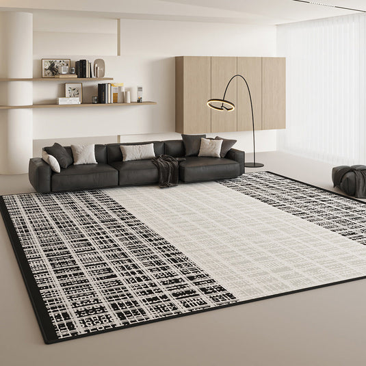 Black & White Merge Net Rug: Modern Sophistication