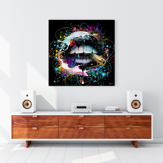 Abstract Graffiti Lips with Bullet Canvas Wall Hanging Art-GraffitiWallArt