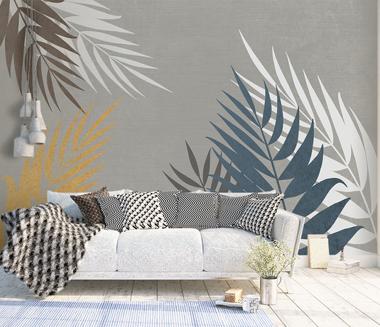 Abstract Leaves Wallpaper Murals: Transform Your Space-GraffitiWallArt