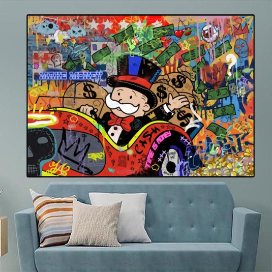 Abstract Mr Monopoly Wall Art Canvas Wall Art-GraffitiWallArt