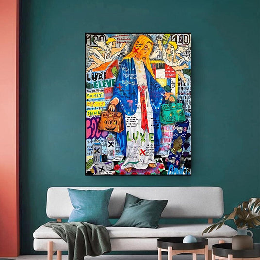 Abstract Van Virgin Mary Canvas Wall Art-GraffitiWallArt