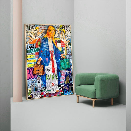 Abstract Van Virgin Mary Canvas Wall Art-GraffitiWallArt