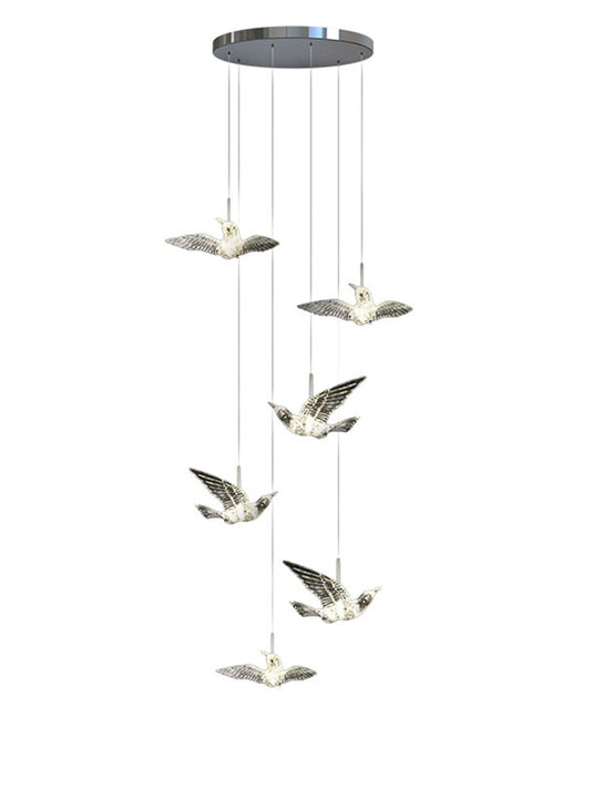 Acrylic Glass Birds Chandelier-GraffitiWallArt