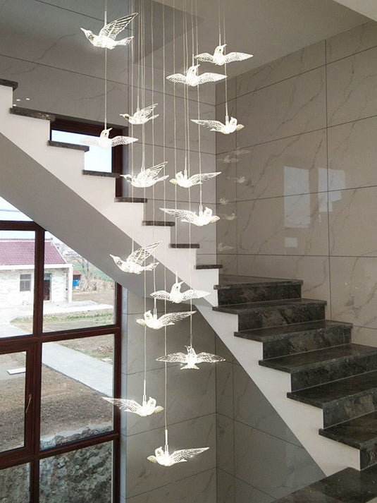 Acrylic Glass Birds Chandelier-GraffitiWallArt