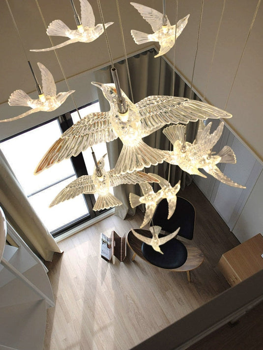 Acrylic Glass Birds Chandelier-GraffitiWallArt