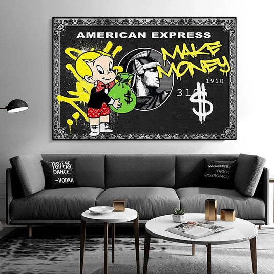 Alec Graffiti Monopoly Make Money Canvas Wall Art-GraffitiWallArt