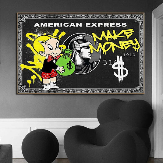 Alec Graffiti Monopoly Make Money Canvas Wall Art-GraffitiWallArt