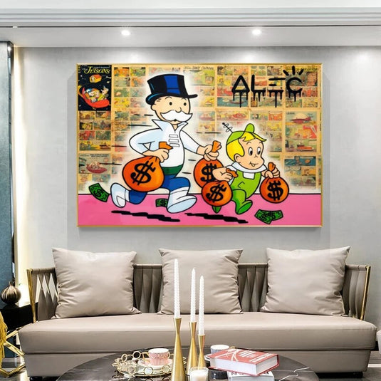 Alec Graffiti Monopoly Millionaire Canvas Wall Art-GraffitiWallArt