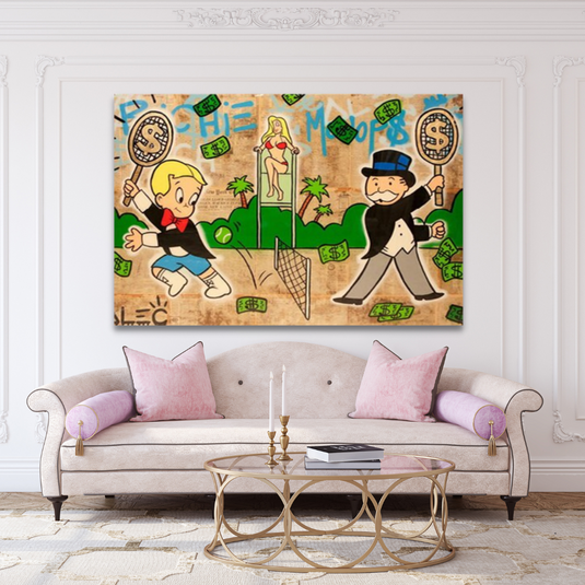 Alec Monopoly and Richie Playing Canvas Wall Art-GraffitiWallArt