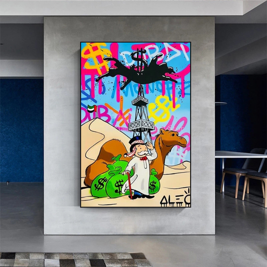 Alec Monopoly Arab Millionaire with Camel Canvas Wall Art-GraffitiWallArt