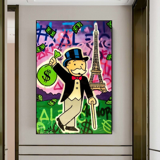 Alec Monopoly Eiffel Tower Canvas Wall Art-GraffitiWallArt