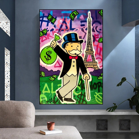 Alec Monopoly Eiffel Tower Canvas Wall Art-GraffitiWallArt