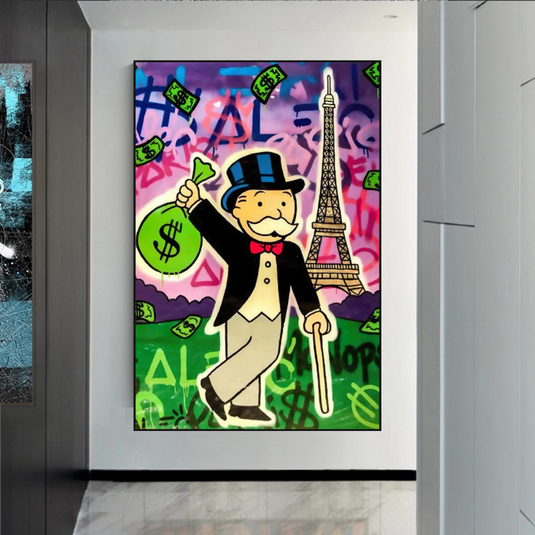 Alec Monopoly Eiffel Tower Canvas Wall Art-GraffitiWallArt