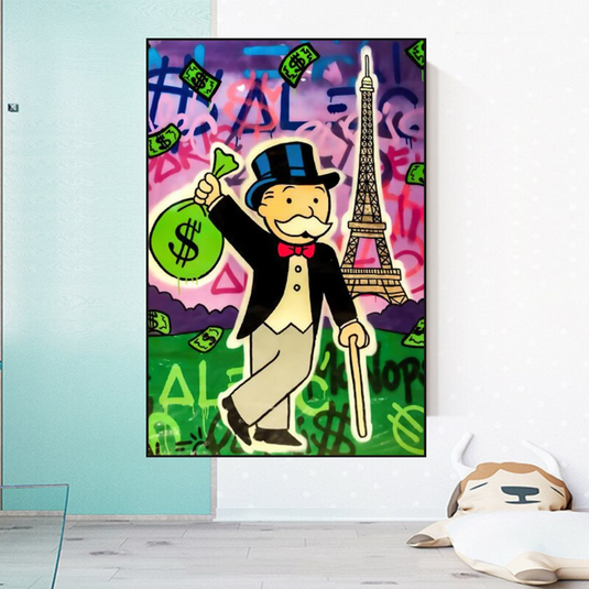 Alec Monopoly Eiffel Tower Canvas Wall Art-GraffitiWallArt