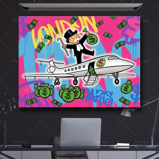 Alec Monopoly Flying to London Wall Art-GraffitiWallArt