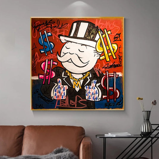 Alec Monopoly Graffiti Art Rich Money Canvas Wall Art-GraffitiWallArt