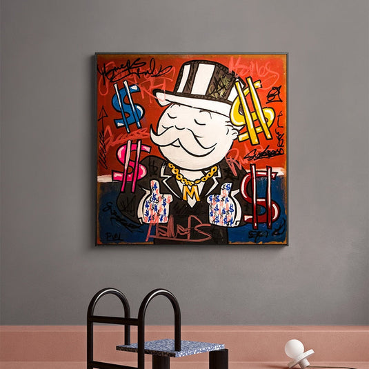 Alec Monopoly Graffiti Art Rich Money Canvas Wall Art-GraffitiWallArt