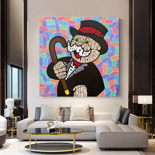 Alec Monopoly Graffiti Money Man Canvas Wall Art-GraffitiWallArt