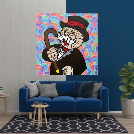 Alec Monopoly Graffiti Money Man Canvas Wall Art-GraffitiWallArt