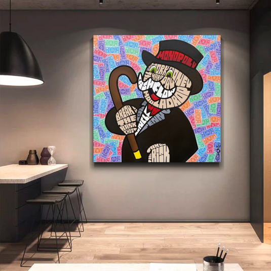 Alec Monopoly Graffiti Money Man Canvas Wall Art-GraffitiWallArt