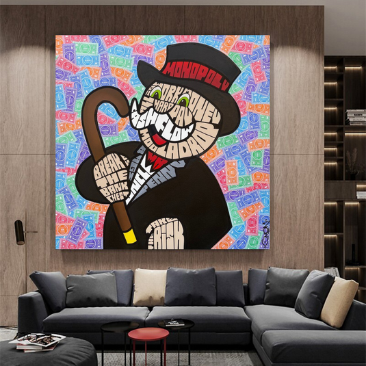 Alec Monopoly Graffiti Money Man Canvas Wall Art-GraffitiWallArt