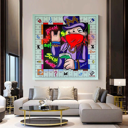 Alec Monopoly Masked Canvas Wall Art-GraffitiWallArt