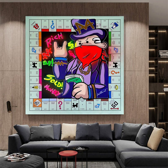 Alec Monopoly Masked Canvas Wall Art-GraffitiWallArt