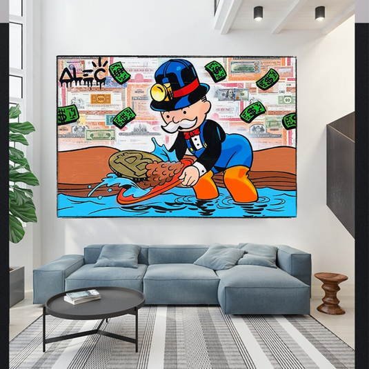 Alec Monopoly Millionaire BITCOIN Mining Canvas Wall Art-GraffitiWallArt