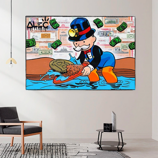 Alec Monopoly Millionaire BITCOIN Mining Canvas Wall Art-GraffitiWallArt