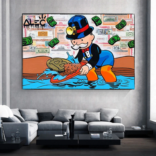 Alec Monopoly Millionaire BITCOIN Mining Canvas Wall Art-GraffitiWallArt