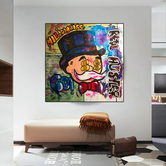 Alec Monopoly Millionaire Canvas Wall Art - Luxurious Home Decor-GraffitiWallArt