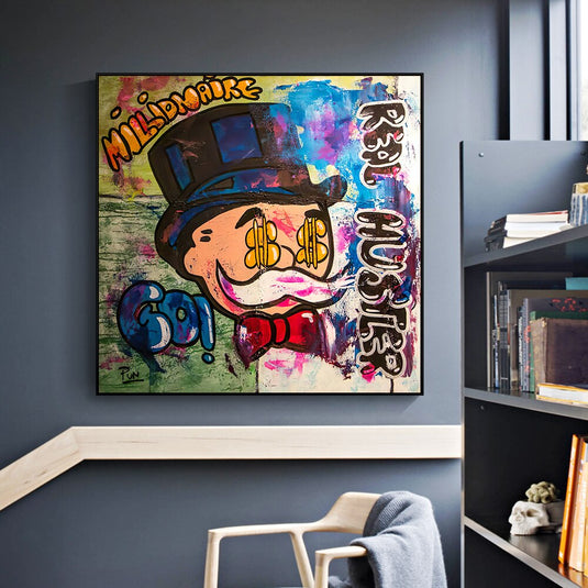 Alec Monopoly Millionaire Canvas Wall Art - Luxurious Home Decor-GraffitiWallArt