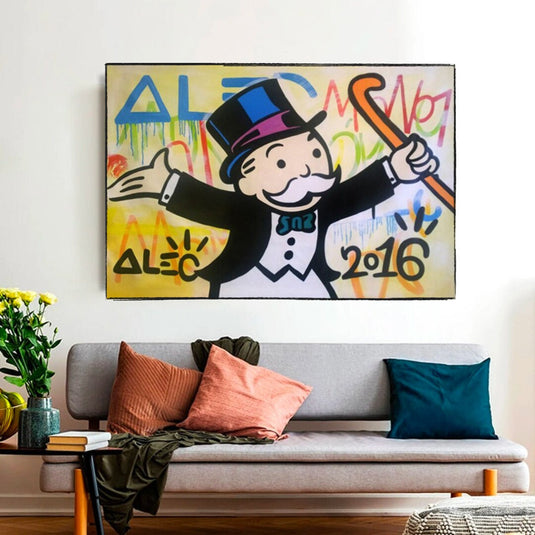 Alec Monopoly Millionaire Canvas Wall Art - Luxury Home Decor-GraffitiWallArt