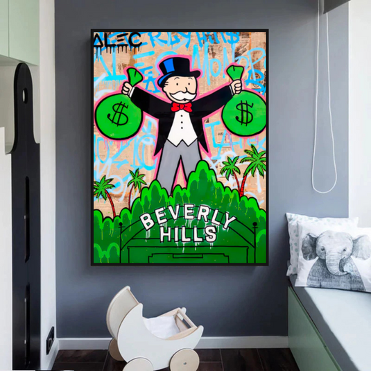 Alec Monopoly Millionaire in Beverly Hills Canvas Wall Art-GraffitiWallArt