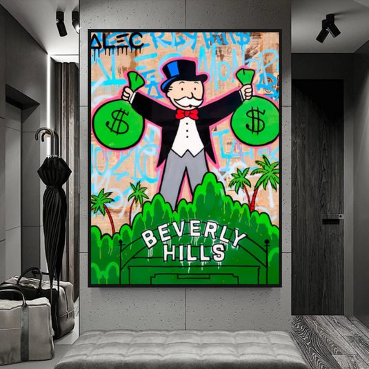 Alec Monopoly Millionaire in Beverly Hills Canvas Wall Art-GraffitiWallArt