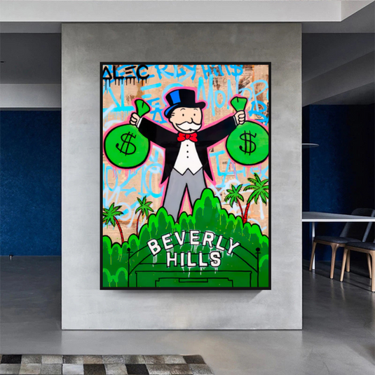 Alec Monopoly Millionaire in Beverly Hills Canvas Wall Art-GraffitiWallArt