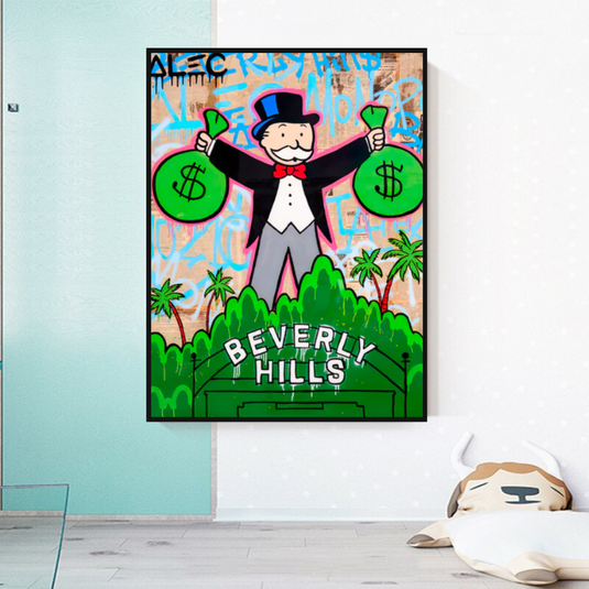 Alec Monopoly Millionaire in Beverly Hills Canvas Wall Art-GraffitiWallArt