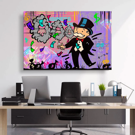 Alec Monopoly Millionaire Money Hoops Canvas Wall Art-GraffitiWallArt