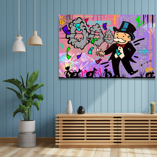 Alec Monopoly Millionaire Money Hoops Canvas Wall Art-GraffitiWallArt