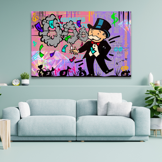 Alec Monopoly Millionaire Money Hoops Canvas Wall Art-GraffitiWallArt